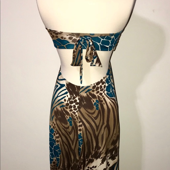 Strapless Long Animal print dress with open back - Picture 8 of 8
